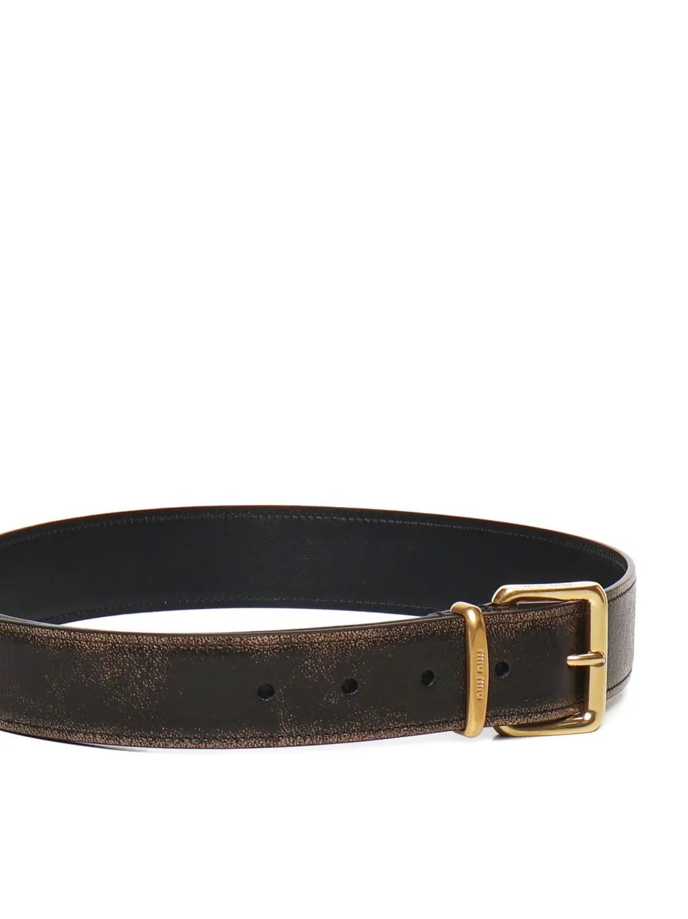 Miu Miu Square-Buckle Leather Belt in Black | Lyst display picture 3
