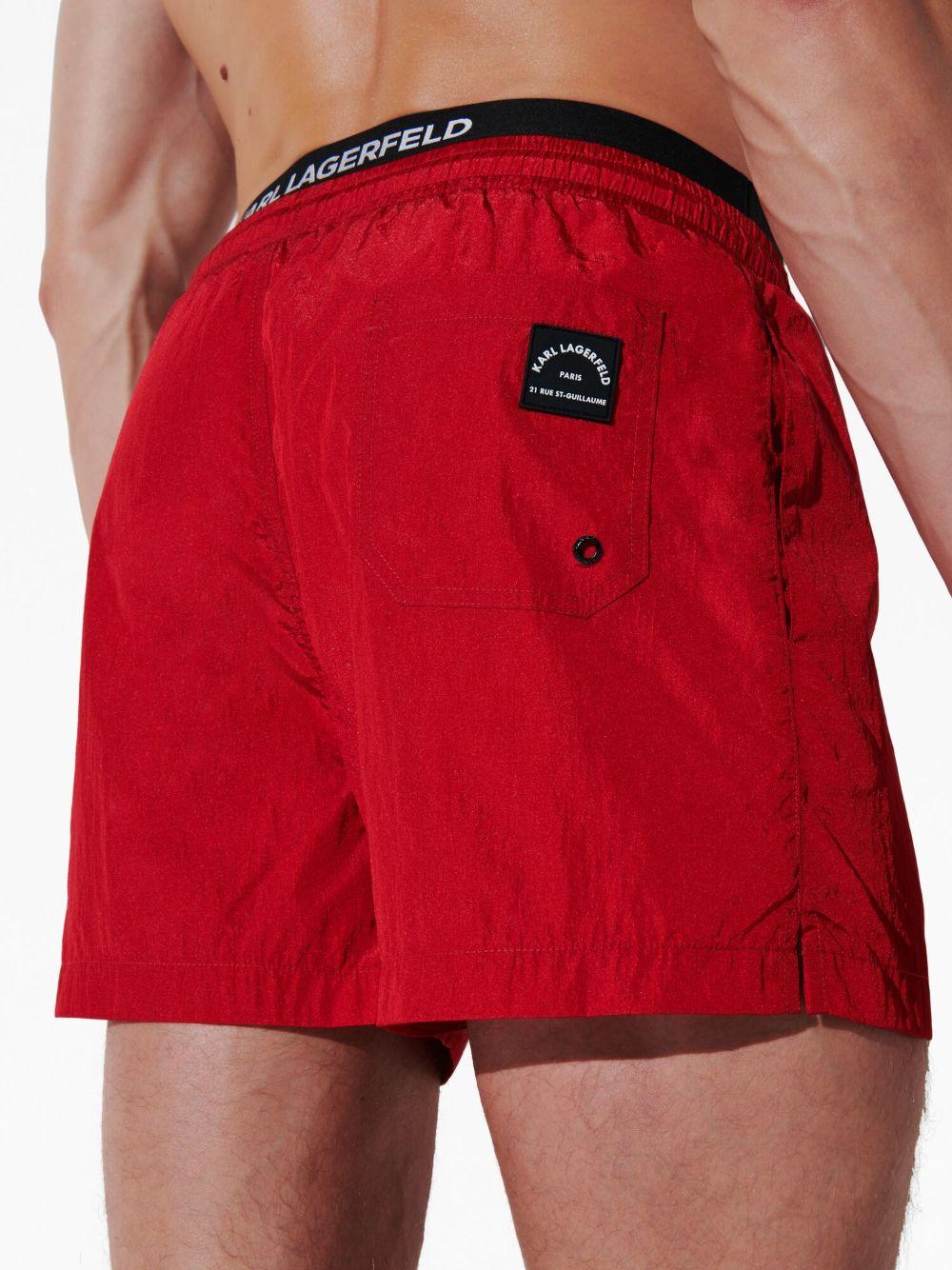 Karl Lagerfeld Logo-waistband Swim Shorts in Red for Men | Lyst