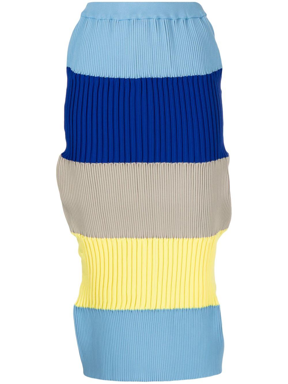 CFCL Fluted Stripped Rib-knit Skirt in Blue | Lyst