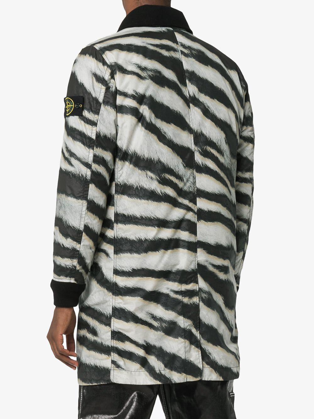 Stone Island Logo Detail Zebra Print Reversible Wool Blend Jacket in Black  for Men | Lyst Canada
