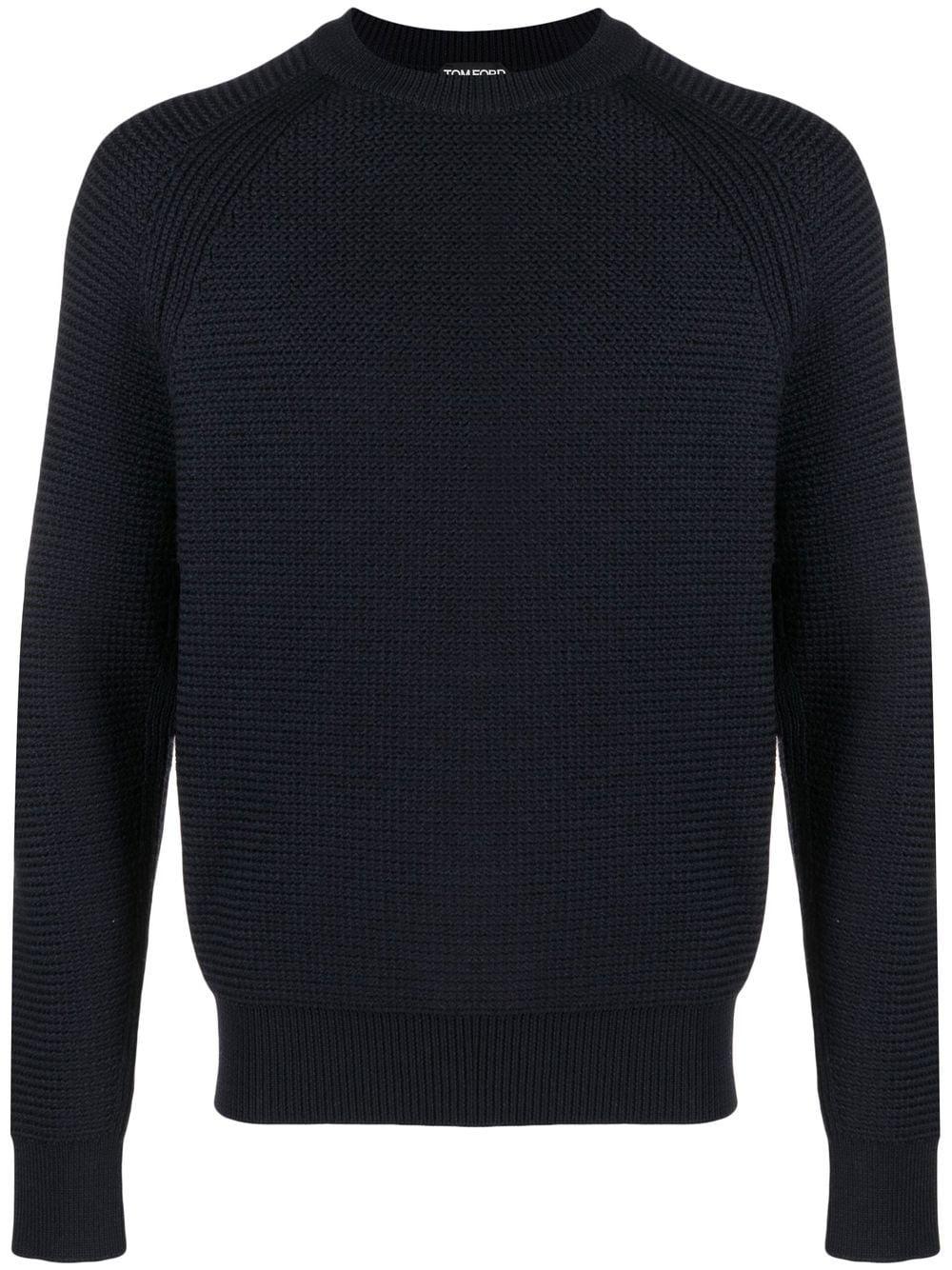 Tom Ford Purl-knit Ribbed-trim Jumper in Blue for Men | Lyst