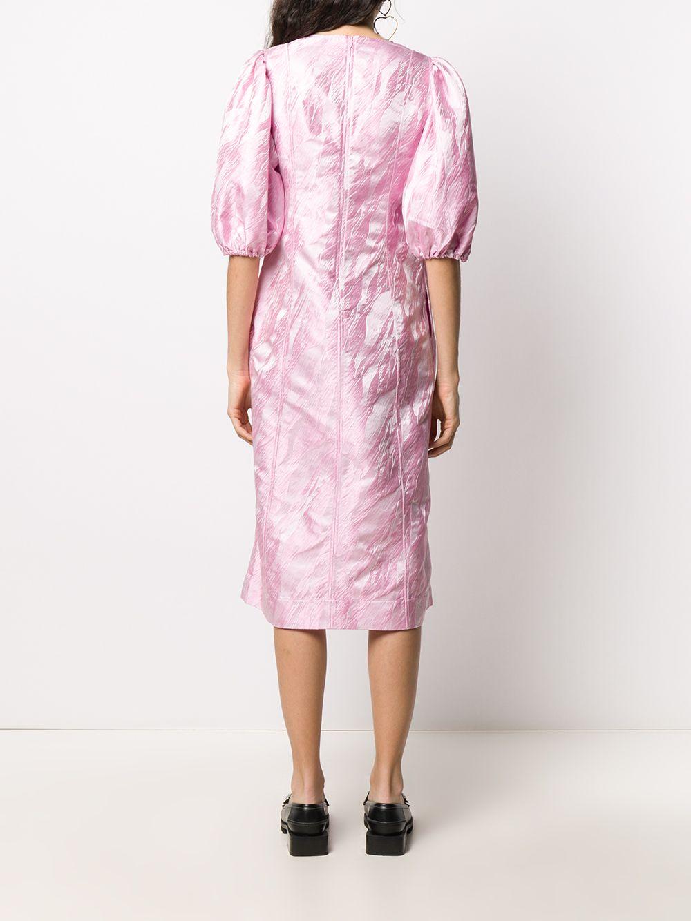 Ganni Jacquard Midi Dress in Pink | Lyst