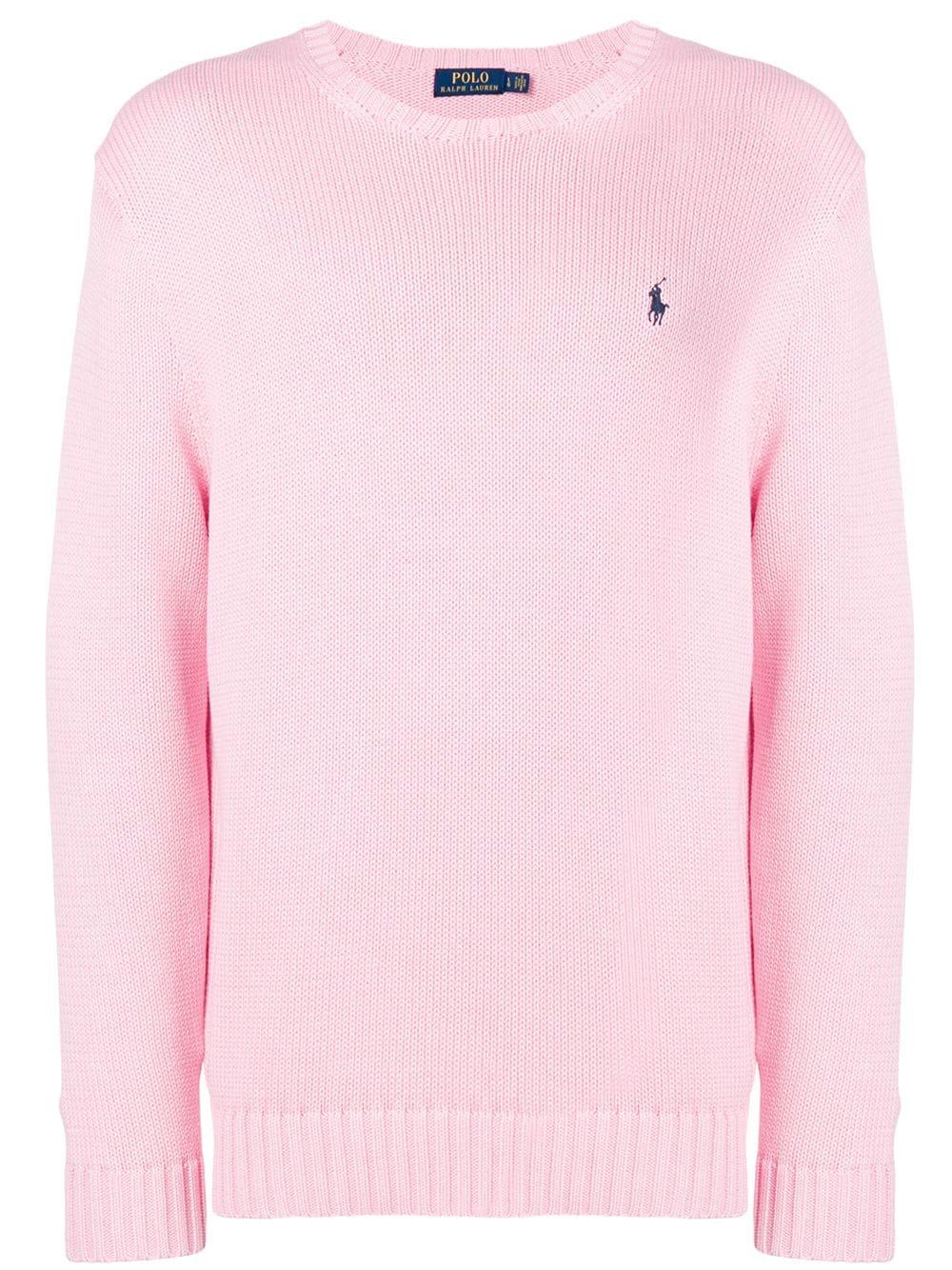 Polo Ralph Lauren Cotton Logo Embroidered Sweater in Pink for Men - Lyst