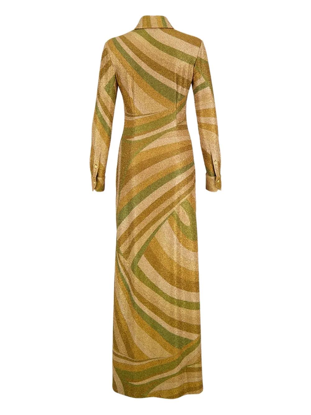 PUCCI Buttoned Print Maxi Dress in Metallic | Lyst PUCCI Buttoned Print Maxi Dress in Metallic | Lyst