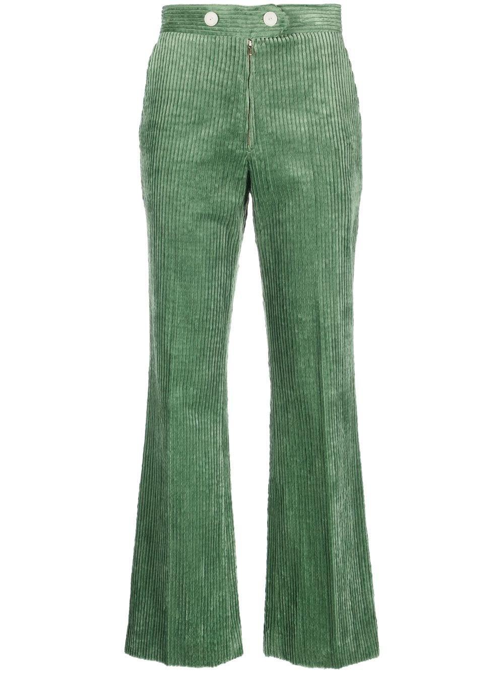 Sandro Corduroy Flared Trousers in Green | Lyst