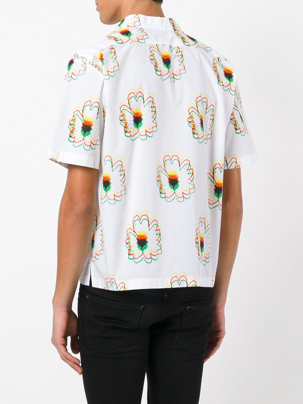 Stella McCartney Cotton Floral Print Bowling Shirt in White for Men - Lyst