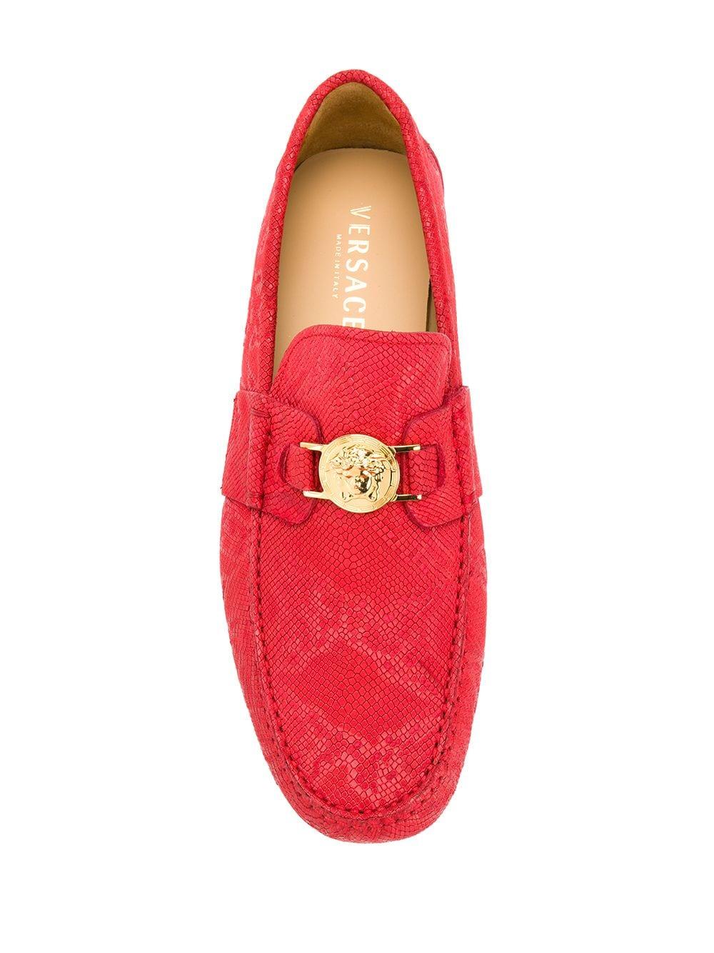 Versace Leather Medusa Loafers in Red 