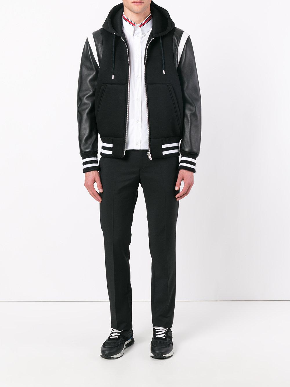 Givenchy Leather Hooded Varsity Jacket in Black for Men | Lyst