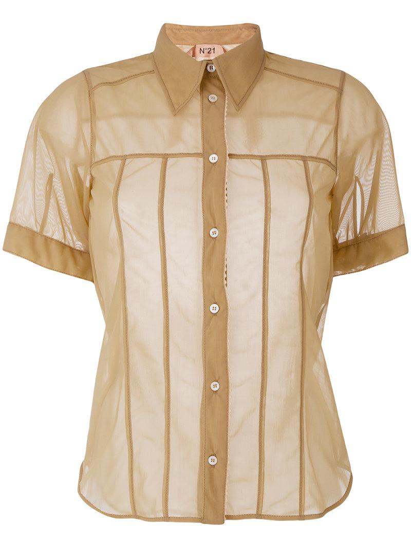 sheer button down blouse
