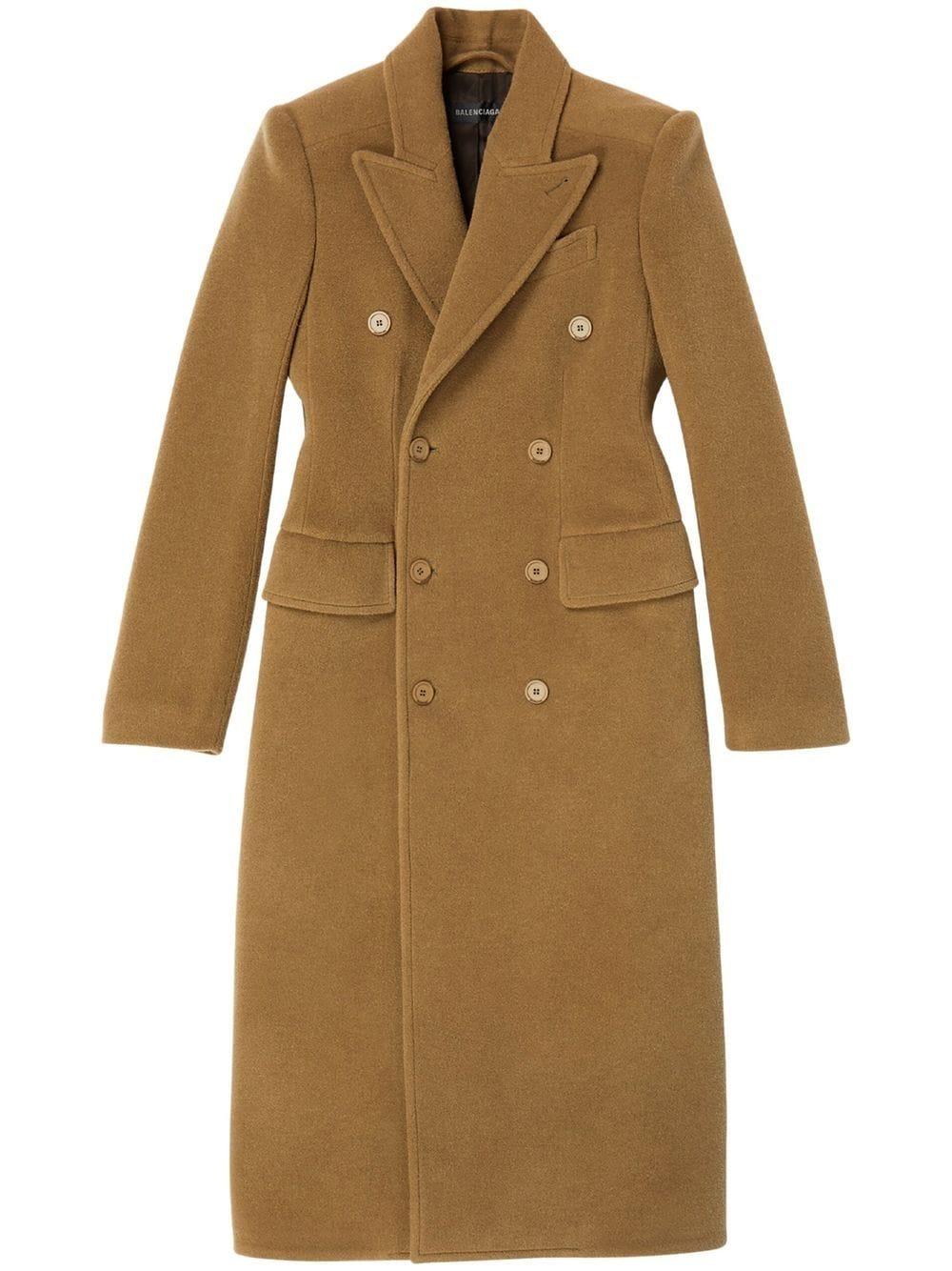 Balenciaga Hourglass Double-breasted Coat in Natural | Lyst