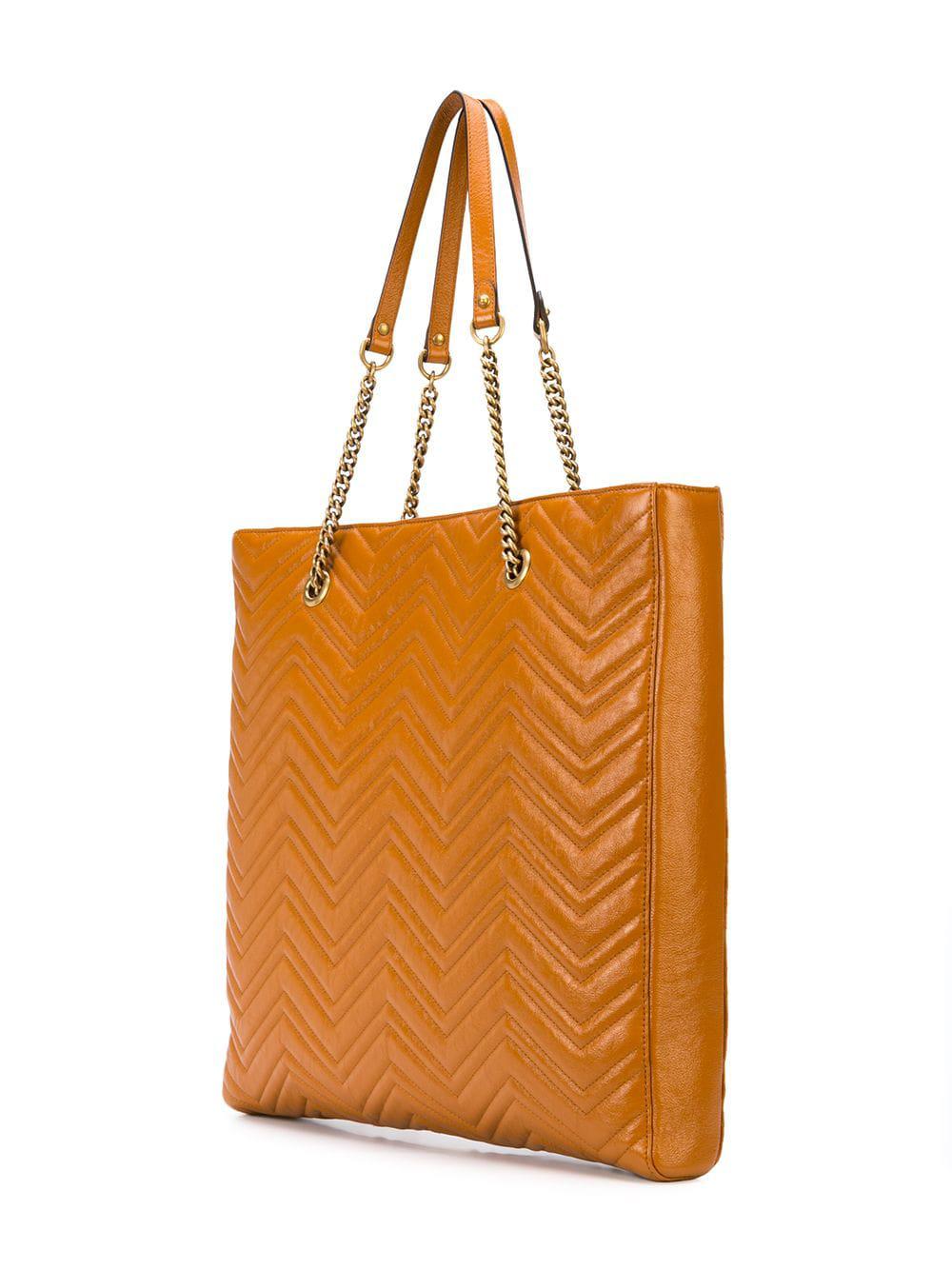 Gucci Leather GG Marmont Matelass Large Tote in Orange Lyst Gucci Leather GG Marmont Matelass Large Tote in Orange Lyst