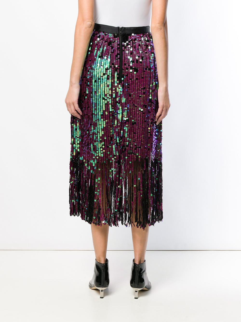 Manoush Synthetic Fringe Sequin Skirt in Black Lyst