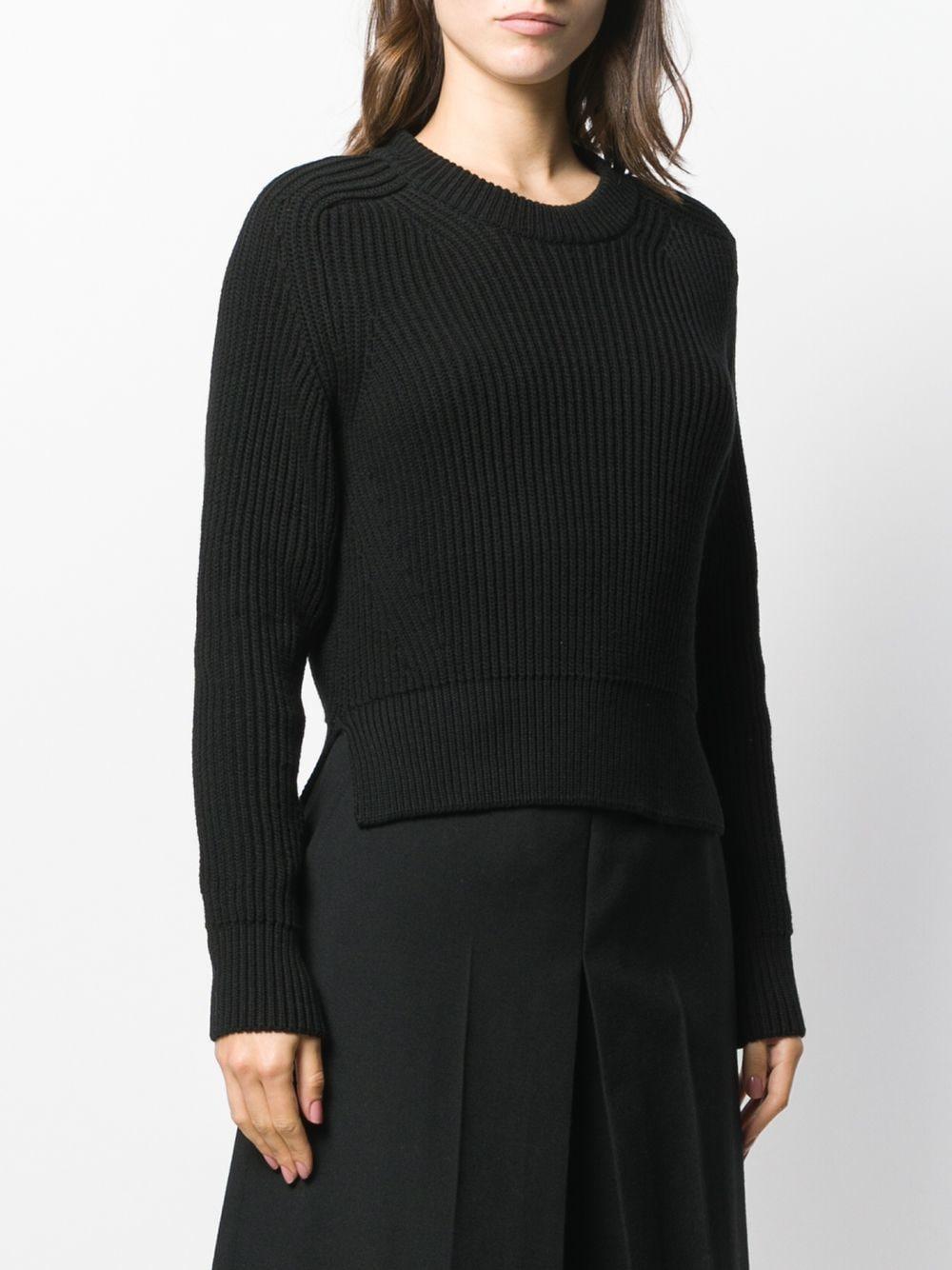 AMI Cotton Crew Neck Knitted Top in Black - Lyst