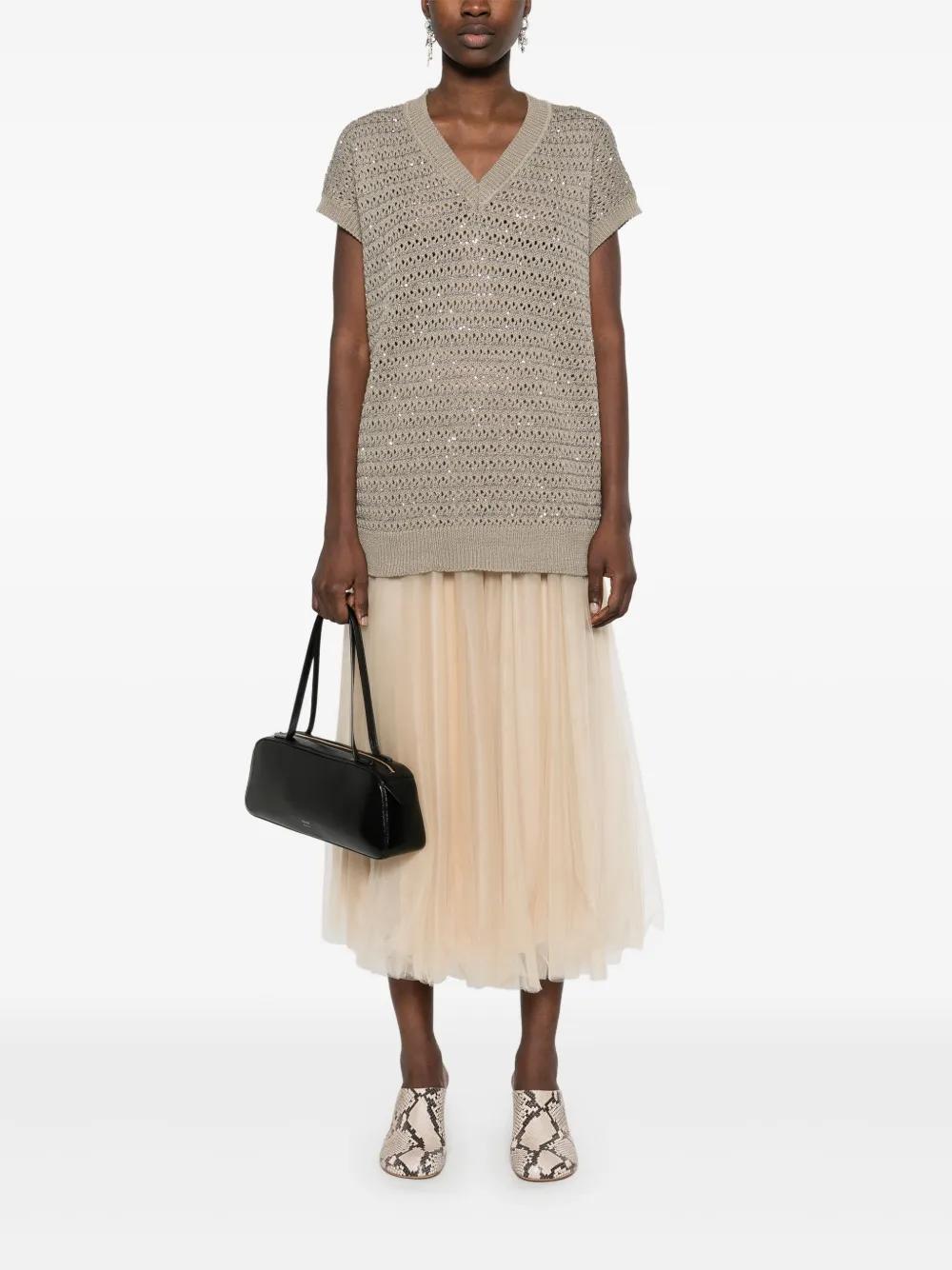 ボトムスその他 Fabiana Filippi V-Neck Cotton Vest With Silk Satin Back Fabiana Filippi V-Neck Cotton Vest With Silk Satin Back