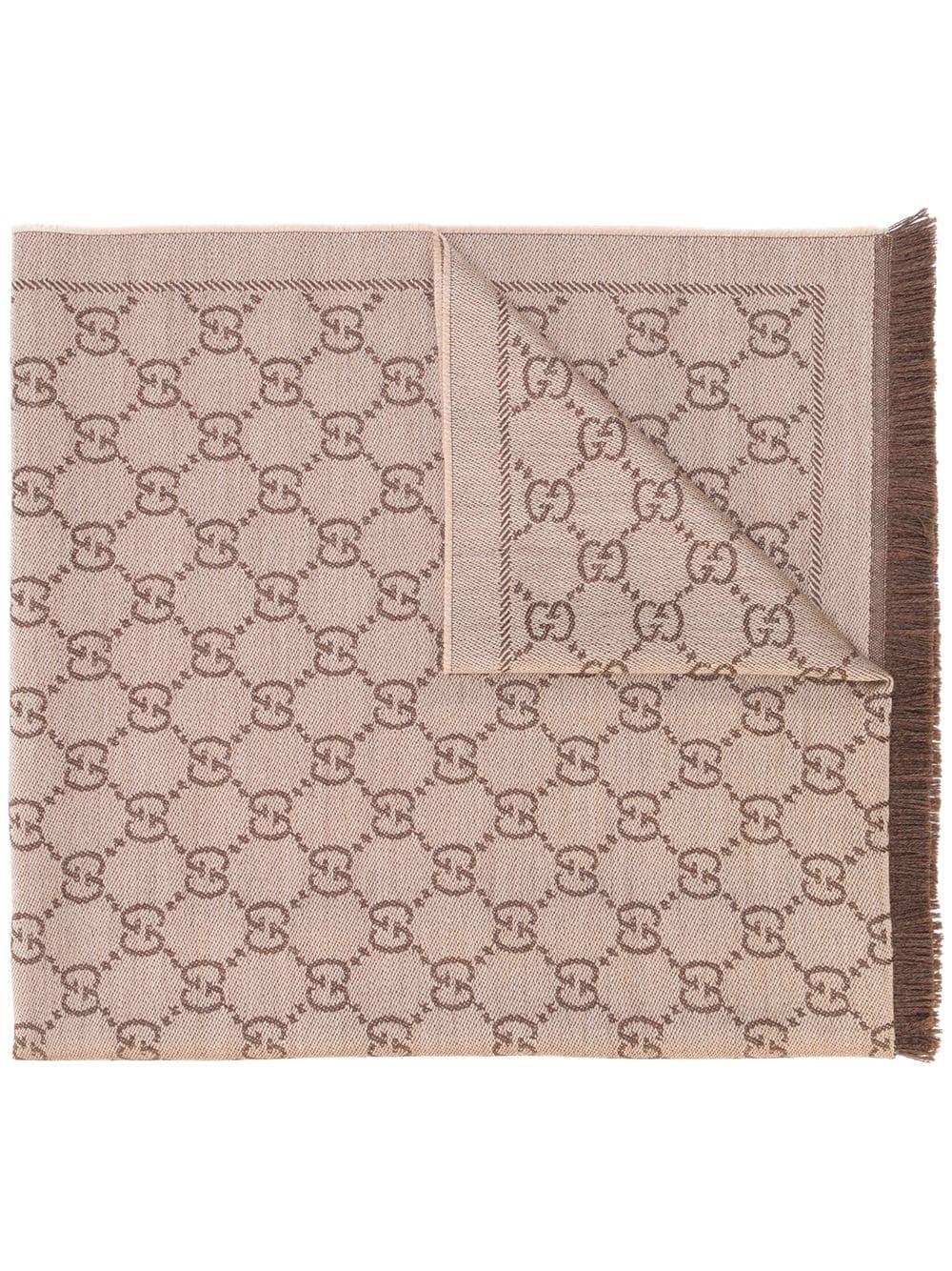 Gucci GG Jacquard Scarf in Brown | Lyst