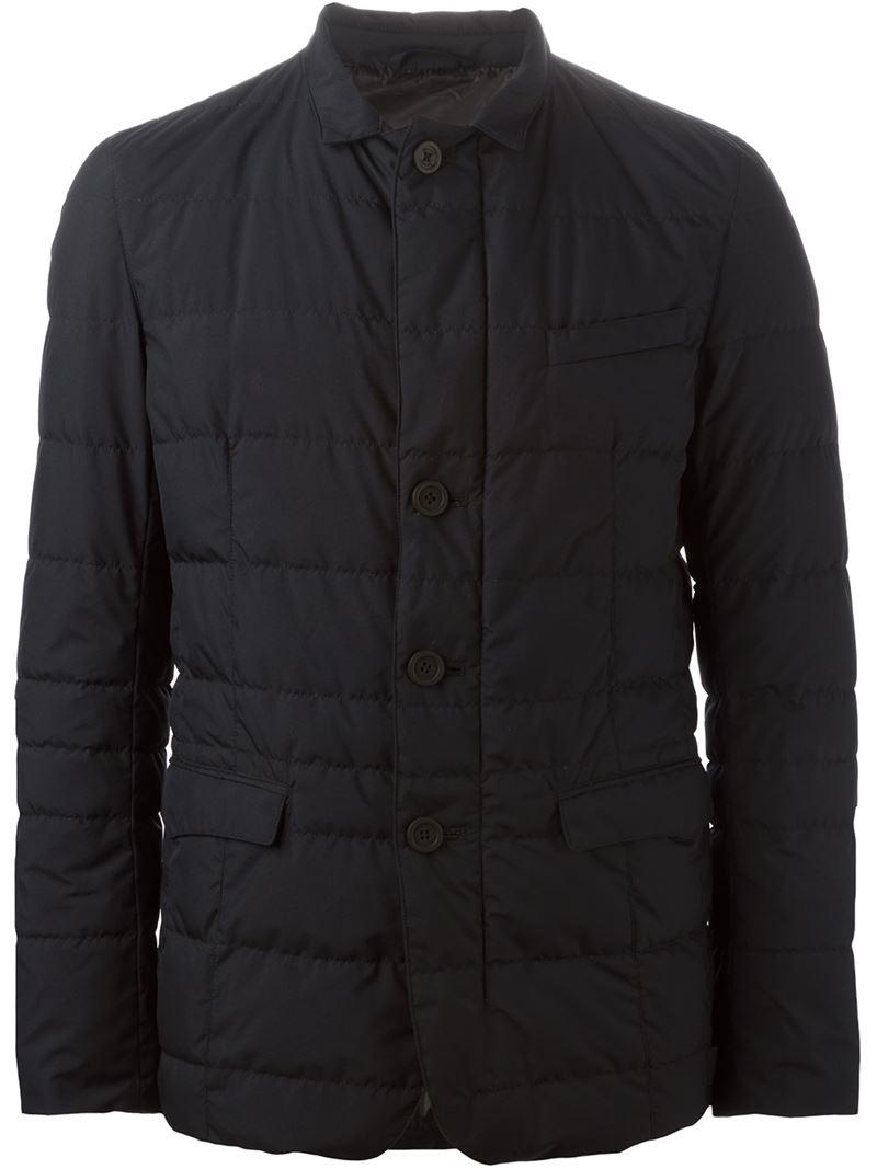Lyst - Herno Collared Padded Jacket in Blue for Men