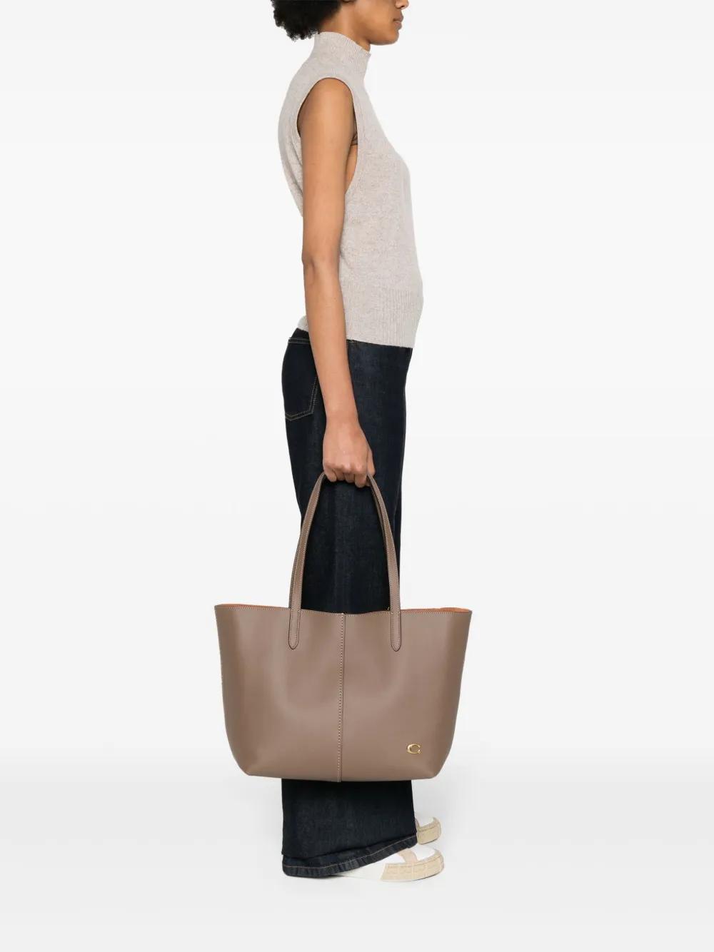 COACH Logo-Charm Tote Bag in Brown | Lyst