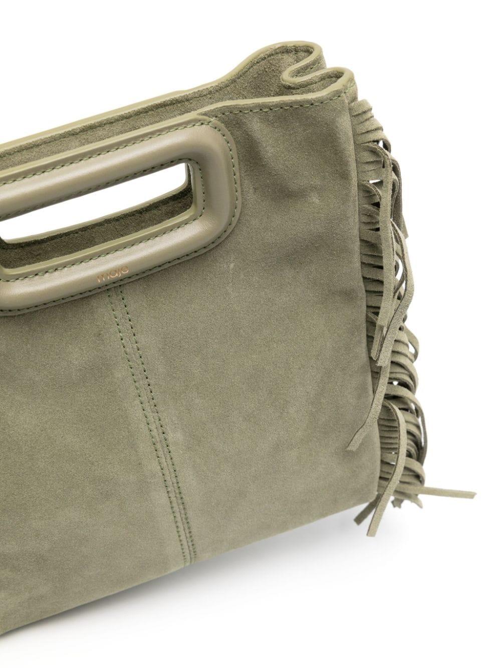 Maje Fringed Suede Crossbody Bag in Green | Lyst