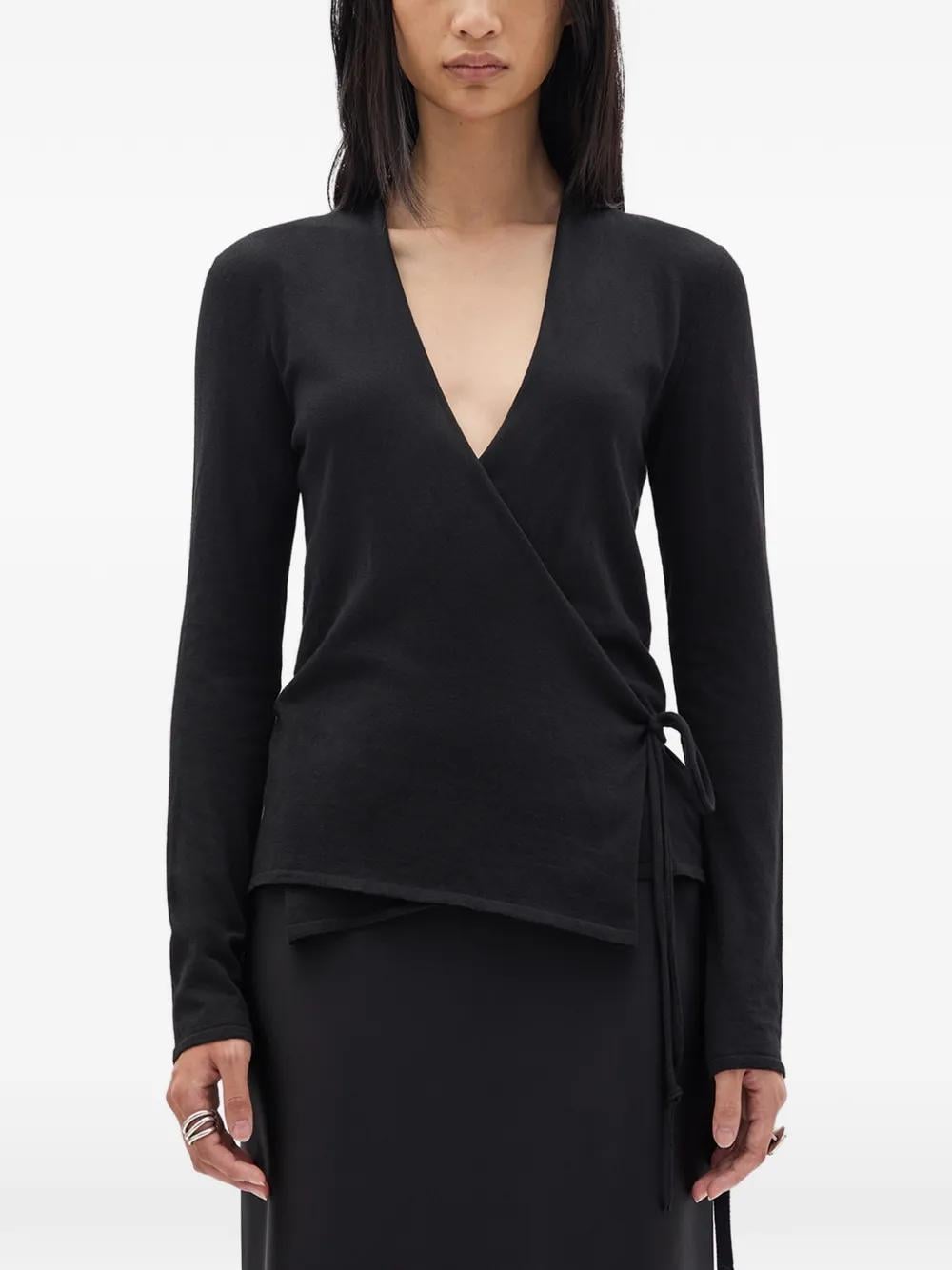Ann Demeulemeester V-Neck Cardigan in Black | Lyst