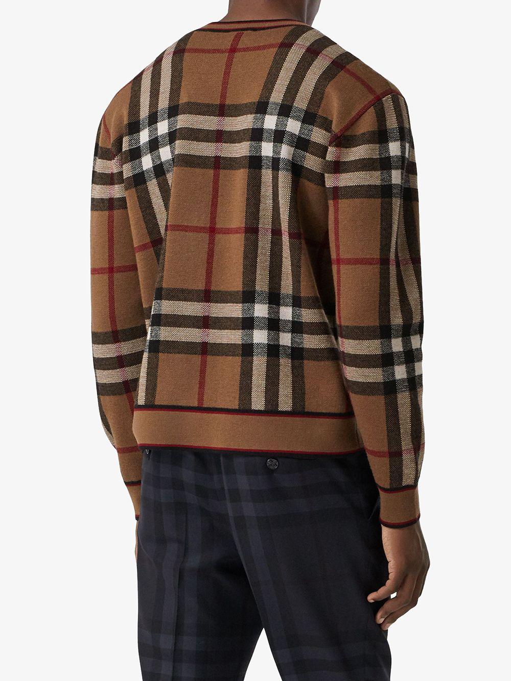 Burberry Wool Check Print Jumper in Brown (Gray) for Men - Save 37% | Lyst