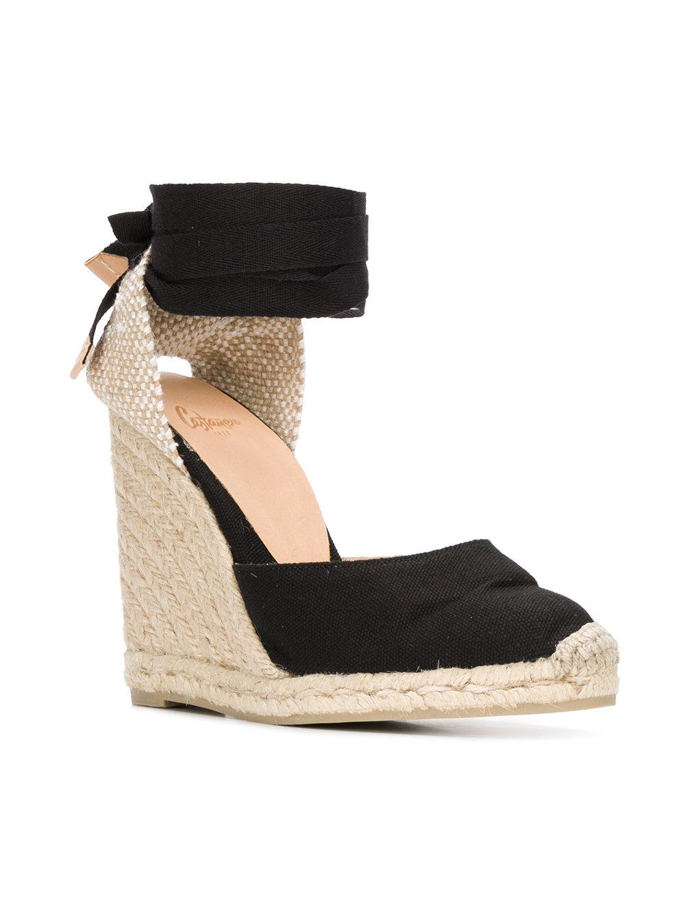 Castaner Leather Carina Wedge Espadrilles in Black - Lyst