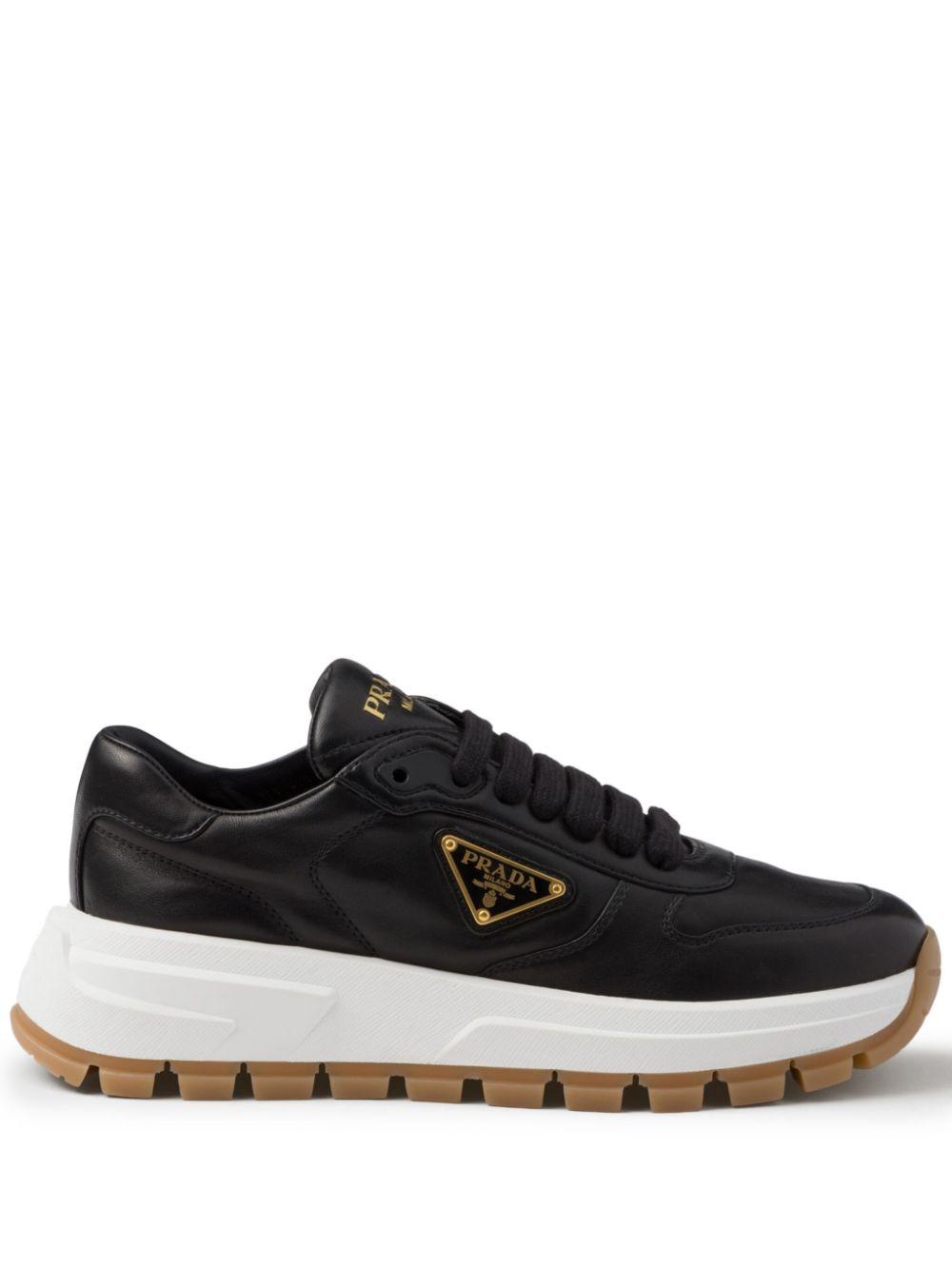 Prada レディース ブラック レザースニーカー スニーカー