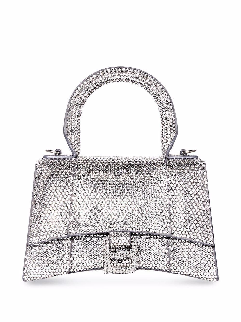 Balenciaga Crystal-embellished Hourglass Tote Bag in White | Lyst