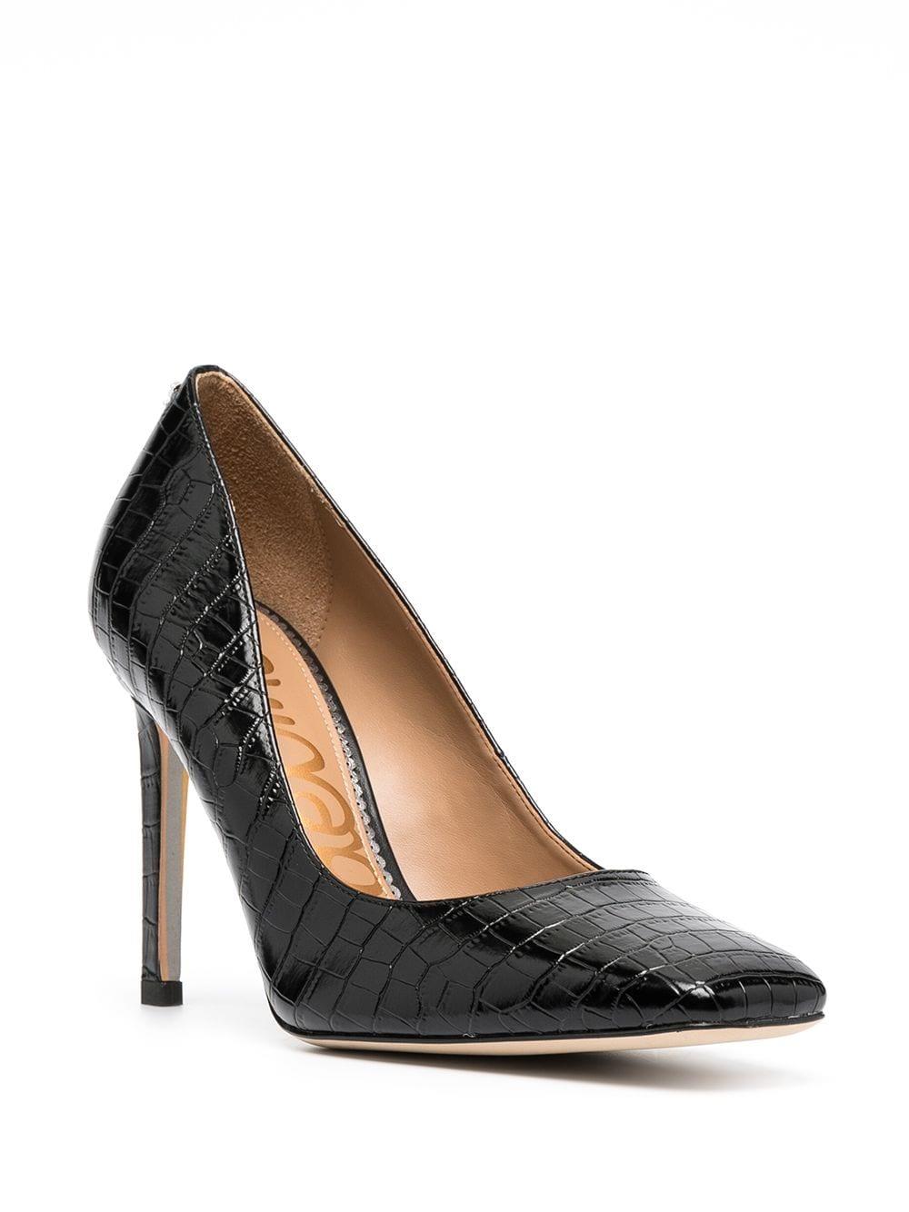 Sam Edelman Leather Beth Square-toe Crocodile Effect Pumps in Black - Lyst