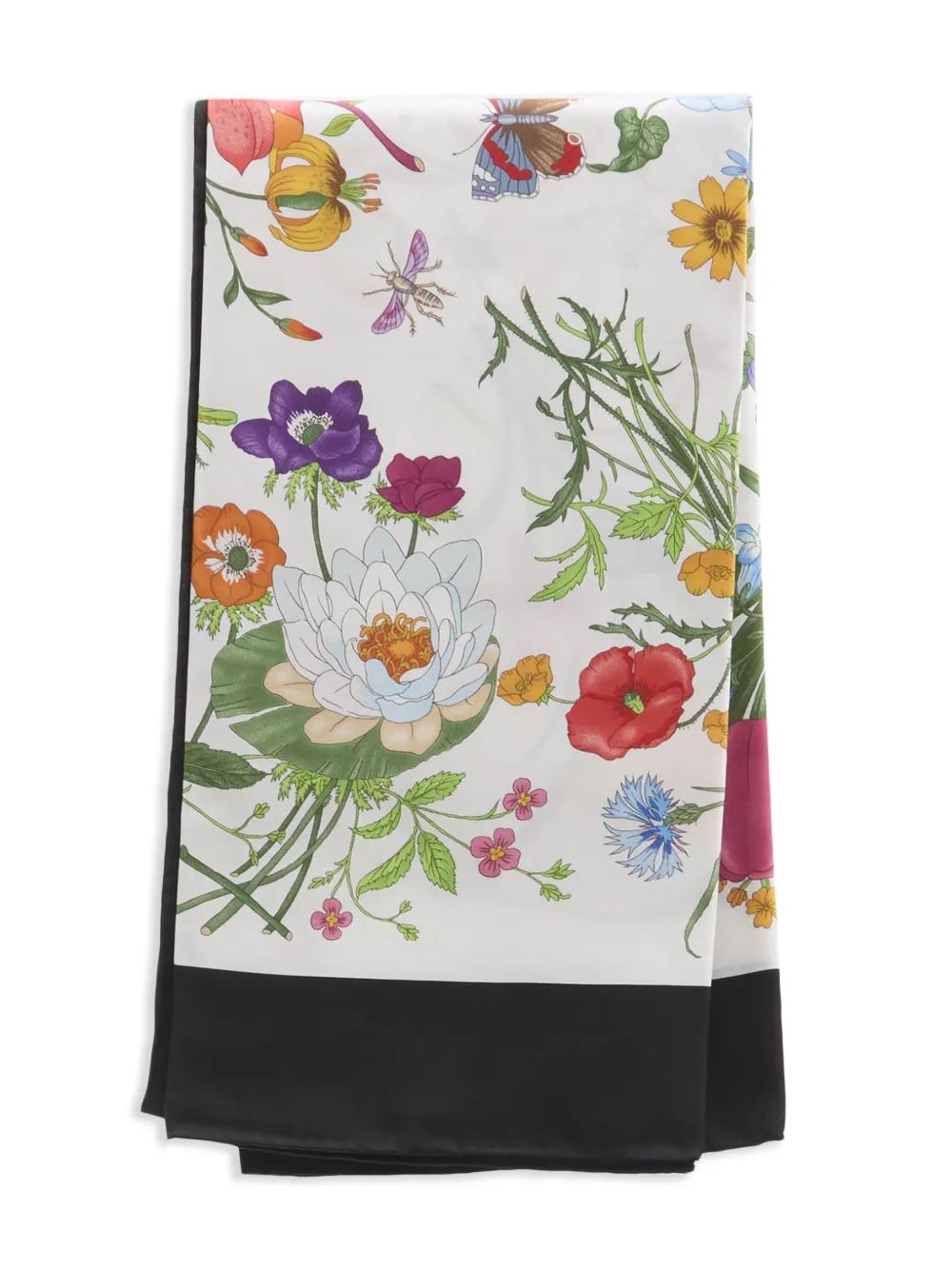 Gucci Floral-Print Scarf in Gray Lyst