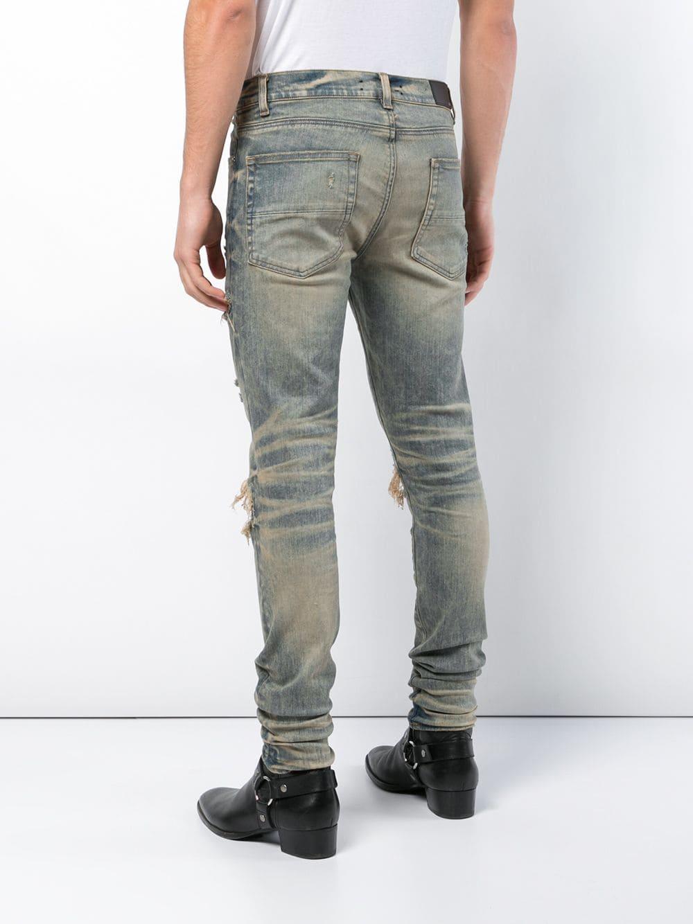 Amiri Denim Mx1 Ripped Bandana Jeans in Blue for Men - Lyst