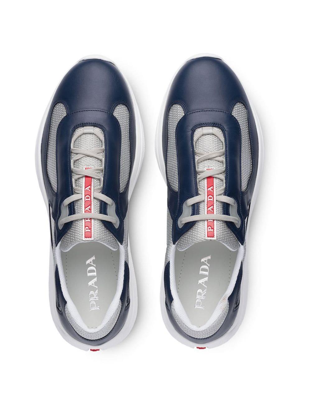 Prada Leather And Technical Fabric Sneakers in Navy (Blue) for Men ...
