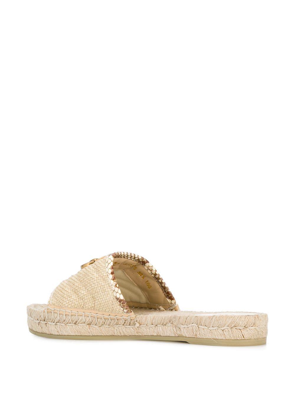 Gucci GG Snakeskin Trimmed Espadrilles in Natural | Lyst