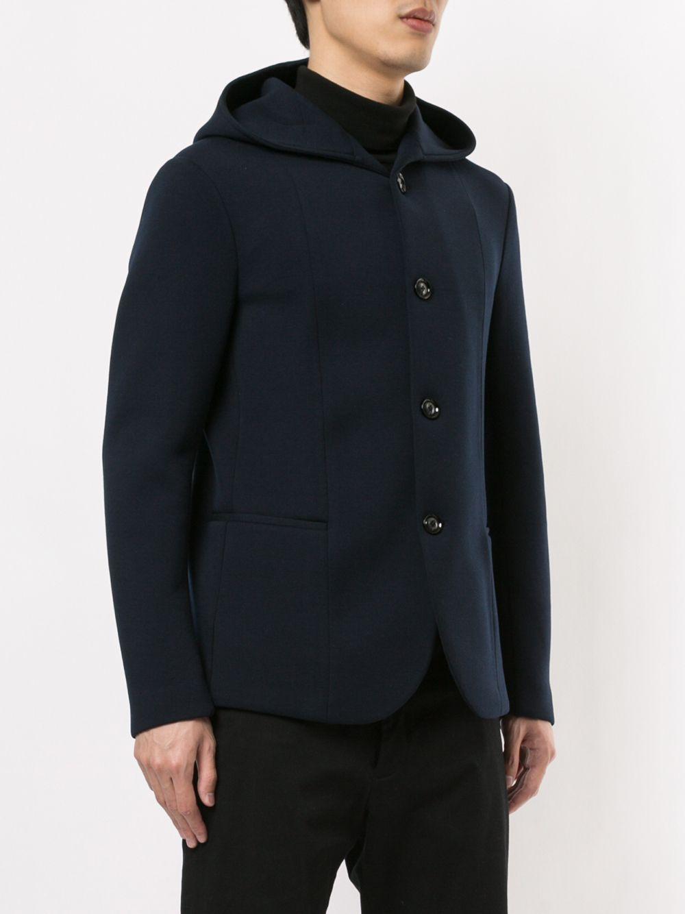 Emporio Armani Fitted Hooded Blazer Jacket in Blue for | Lyst