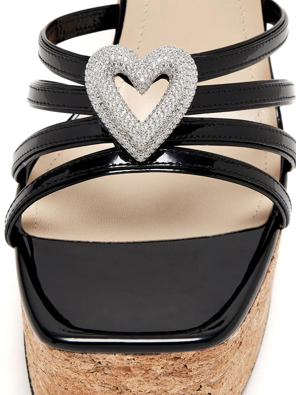 サンダル・ミュール MACH & MACH DOUBLE HEART CORK WEDGE SANDALS 120MM Mach&mach Double Heart Cork Wedge Sandals 120mm In Blue