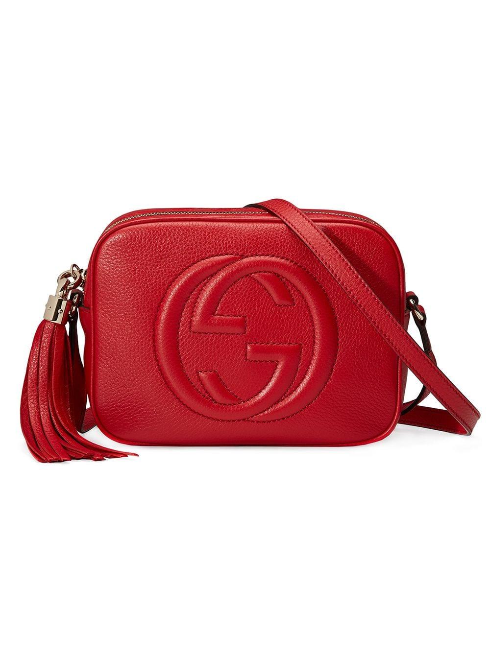Gucci Soho Disco Small Leather Shoulder Bag in Red | Lyst