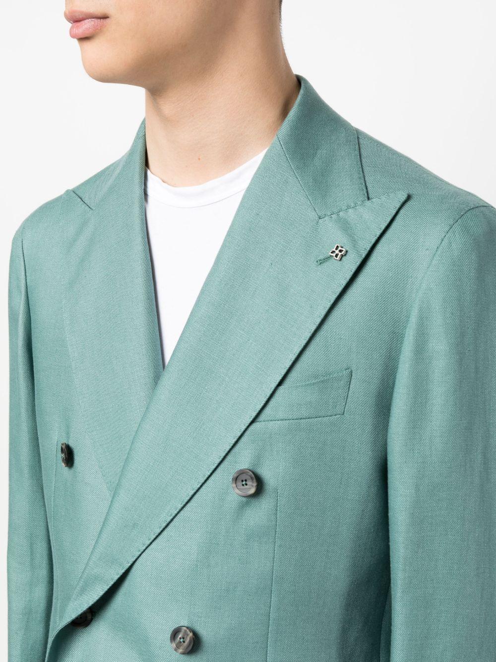 Tagliatore Linen Double-breasted Suit in Green for Men | Lyst
