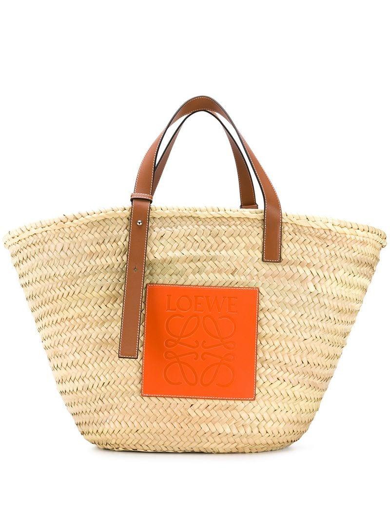 Loewe Leather Straw Tote Bag Lyst