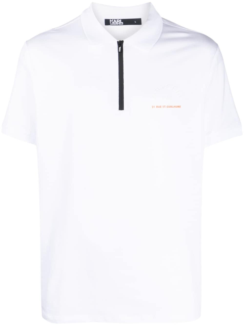 Karl Lagerfeld Embossed-logo Cotton Polo Shirt in White for Men | Lyst