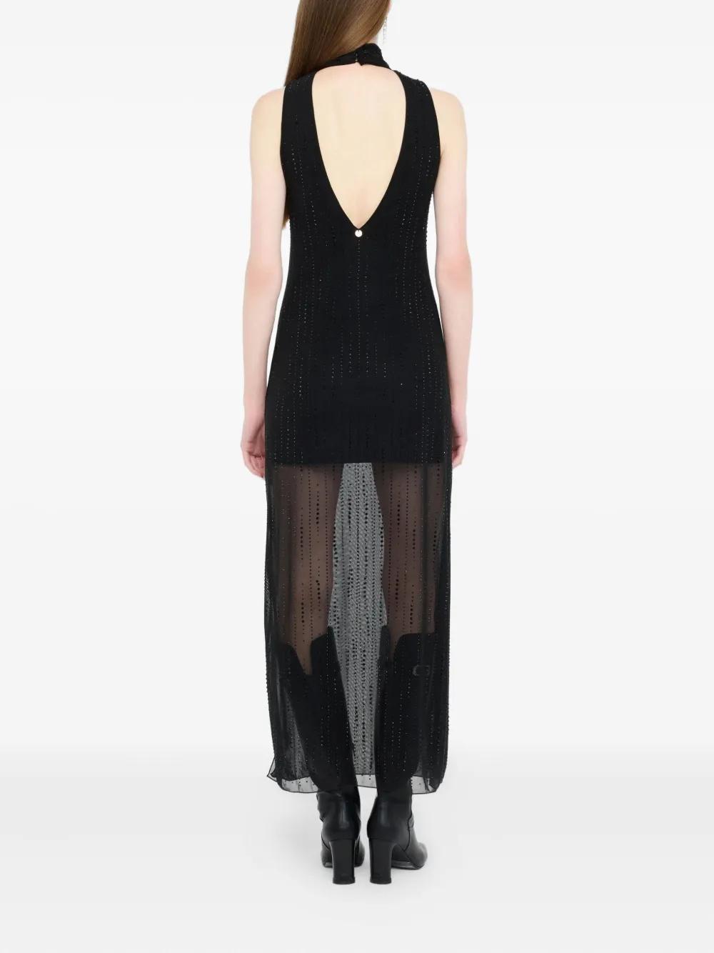 Liu Jo Embellished Halterneck Maxi Party Dress in Black | Lyst