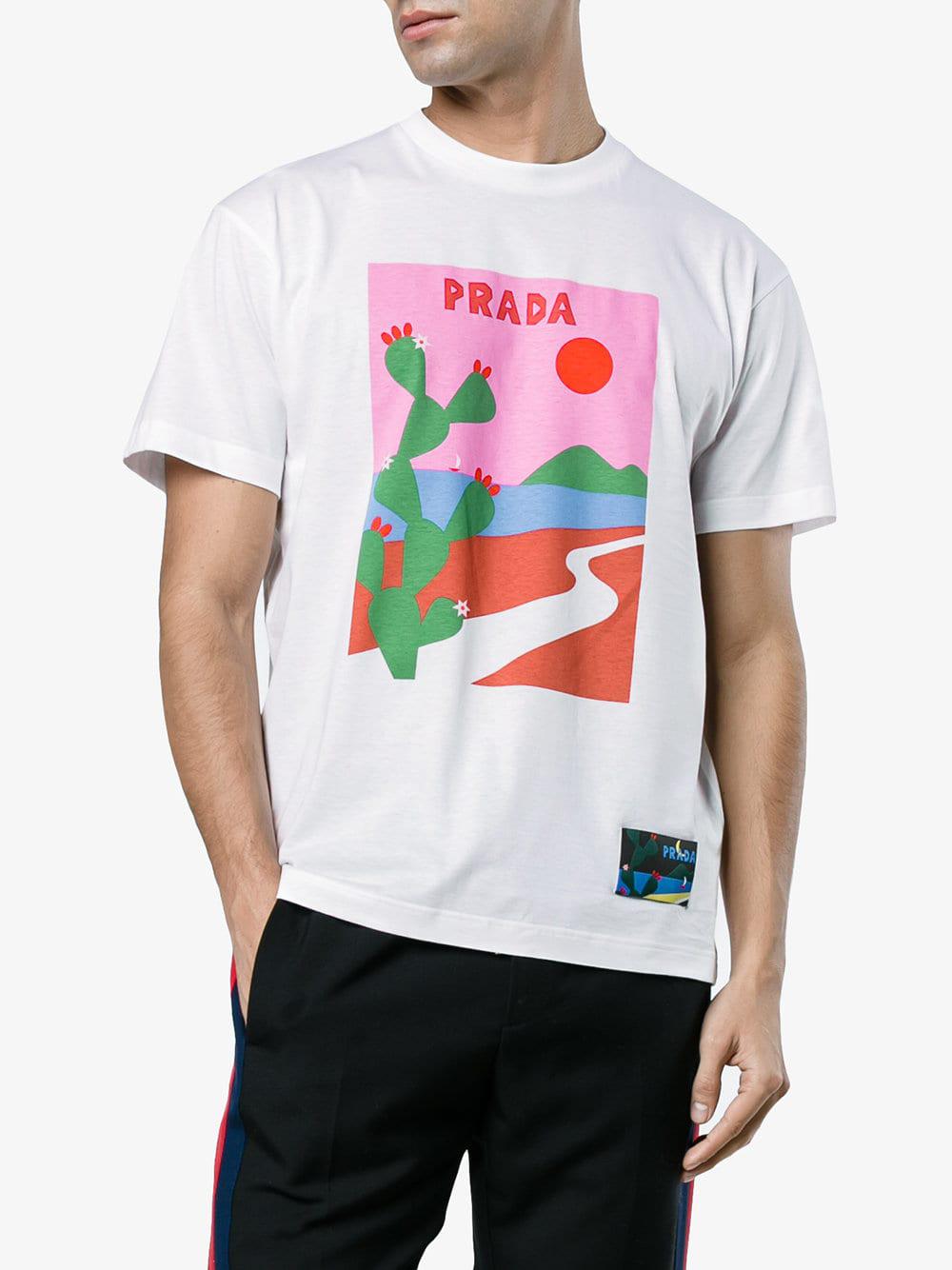 Prada T-Shirt mit Kaktus-Print in Weiß für Herren | Lyst DE