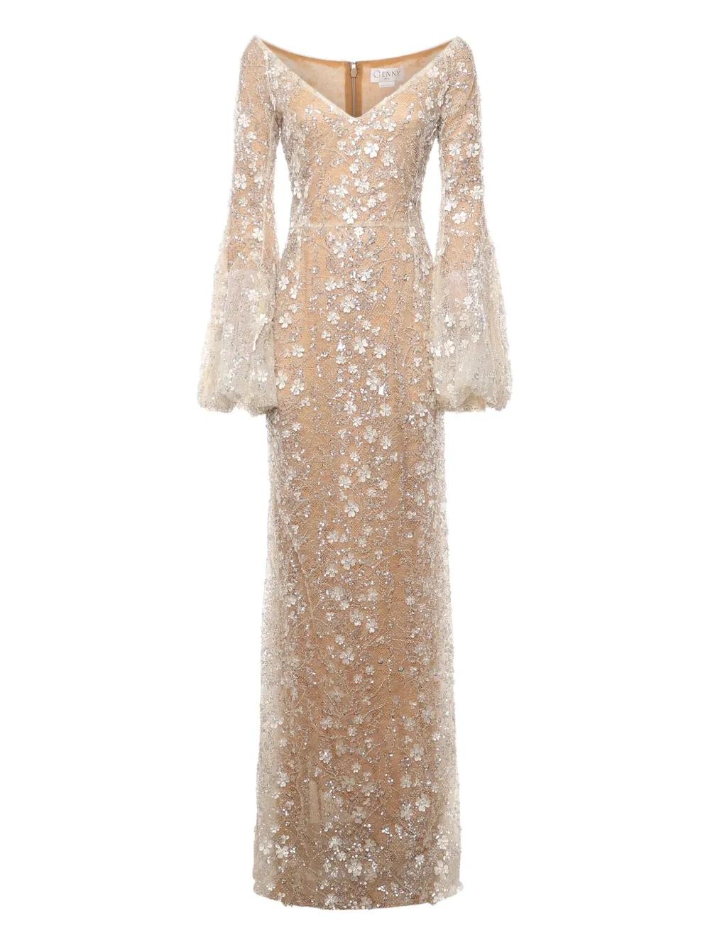 genny floral-appliqu satin maxi dress Genny Floral-Appliqu Maxi Dress - Pink