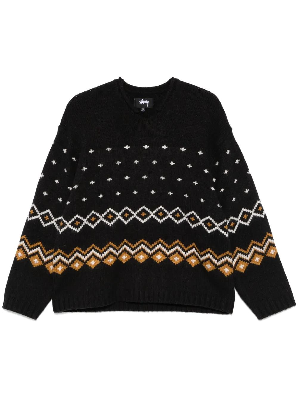 トップス STUSSY ROLL NECK FAIRISLE SWEATER Stussy ROLL NECK FAIRISLE SWEATER S 24AW Roll V-Neck Fairisle Sweater
