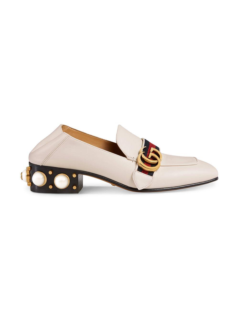 Gucci Mid-heel Leather Loafer | Lyst