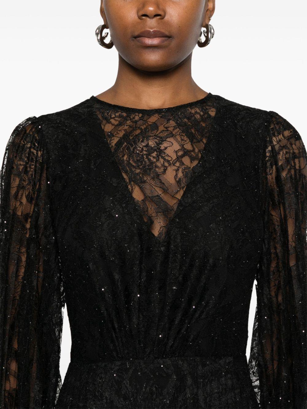 Nissa レディース ブラック フローラルレース ドレス ワンピース 