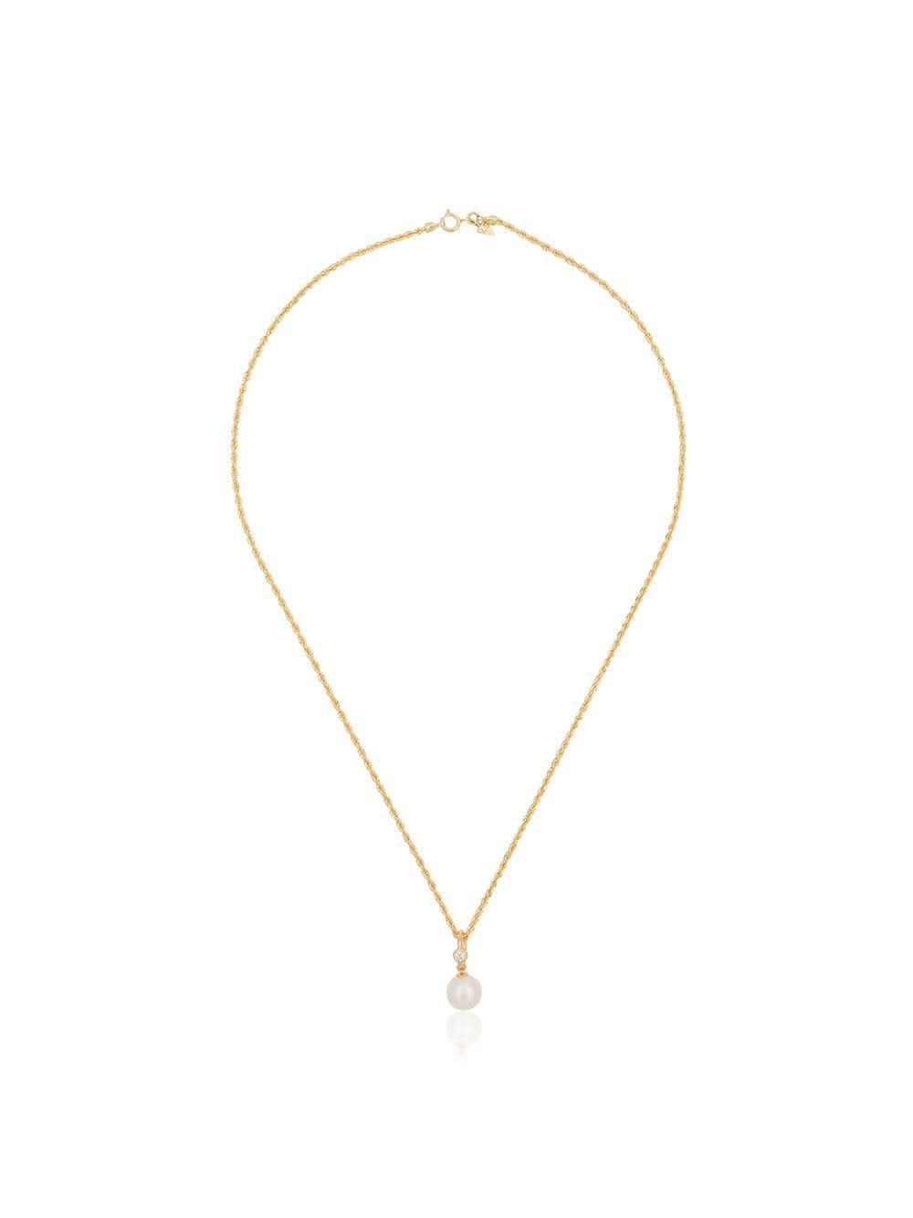 Loren Stewart 14kt Yellow Gold Pearl Drop And Diamond Necklace in ...