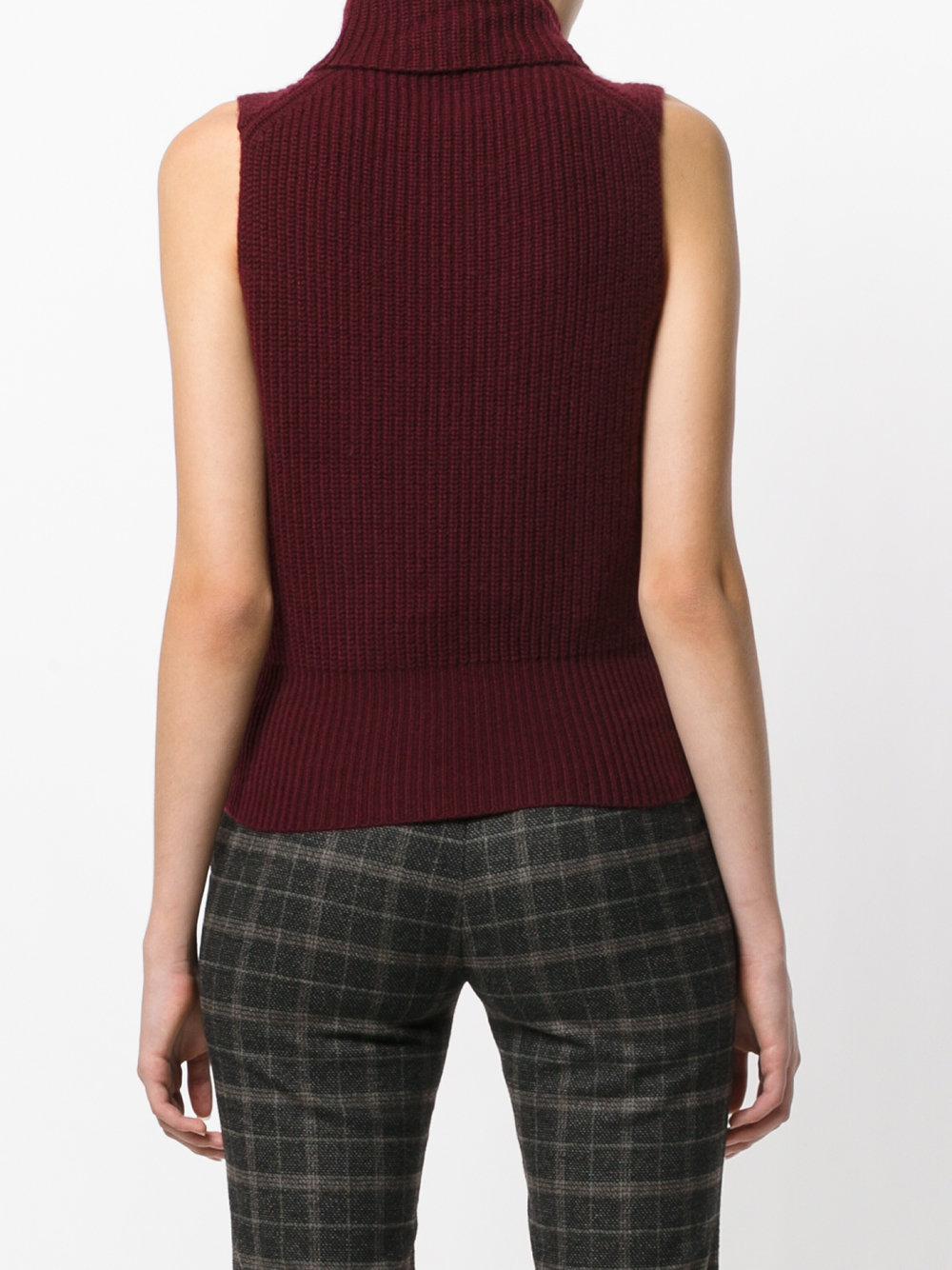 Lyst - Theory Ribbed Shell Neck Top in Red