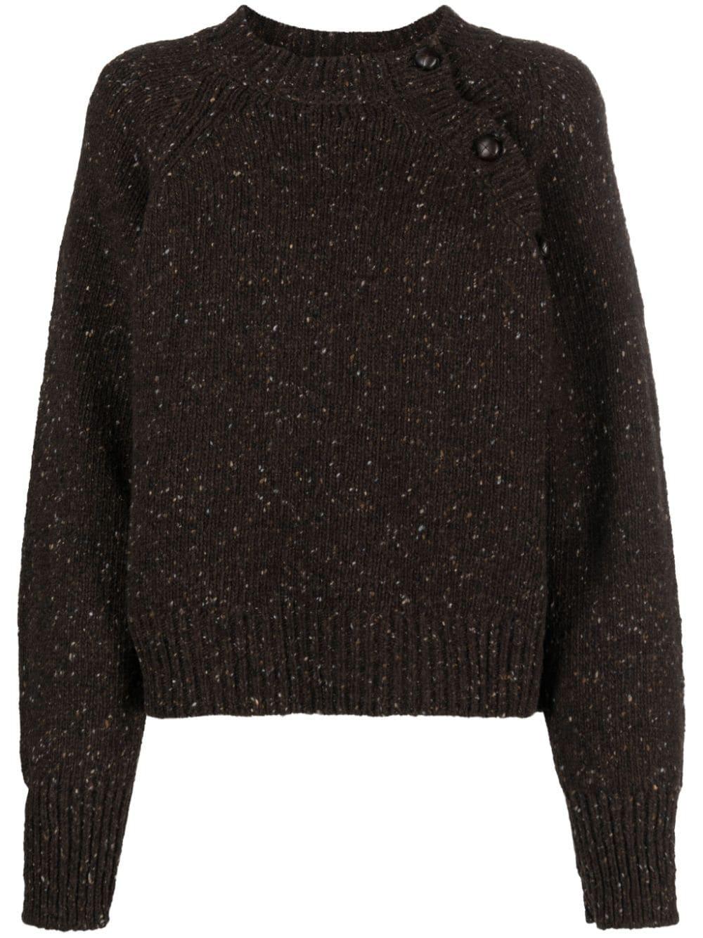 Margaret Howell Speckled-knit Merino-wool Jumper in Black | Lyst