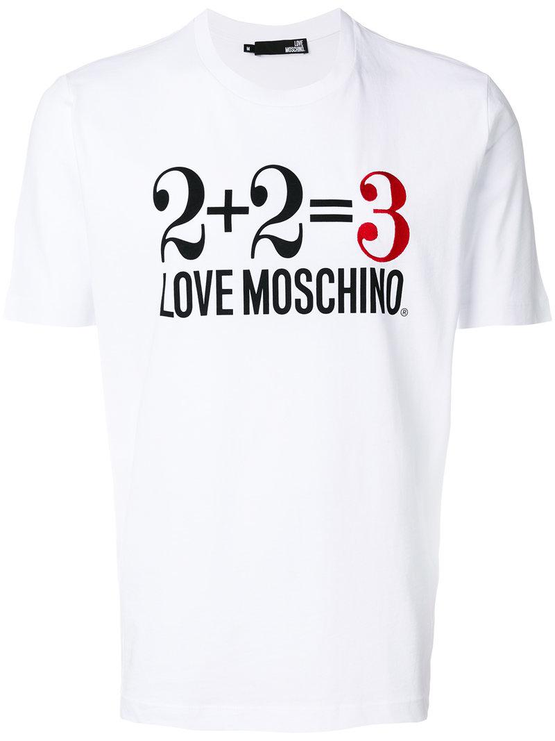 Love Moschino '2+2=3' Branded T-shirt in White for Men | Lyst
