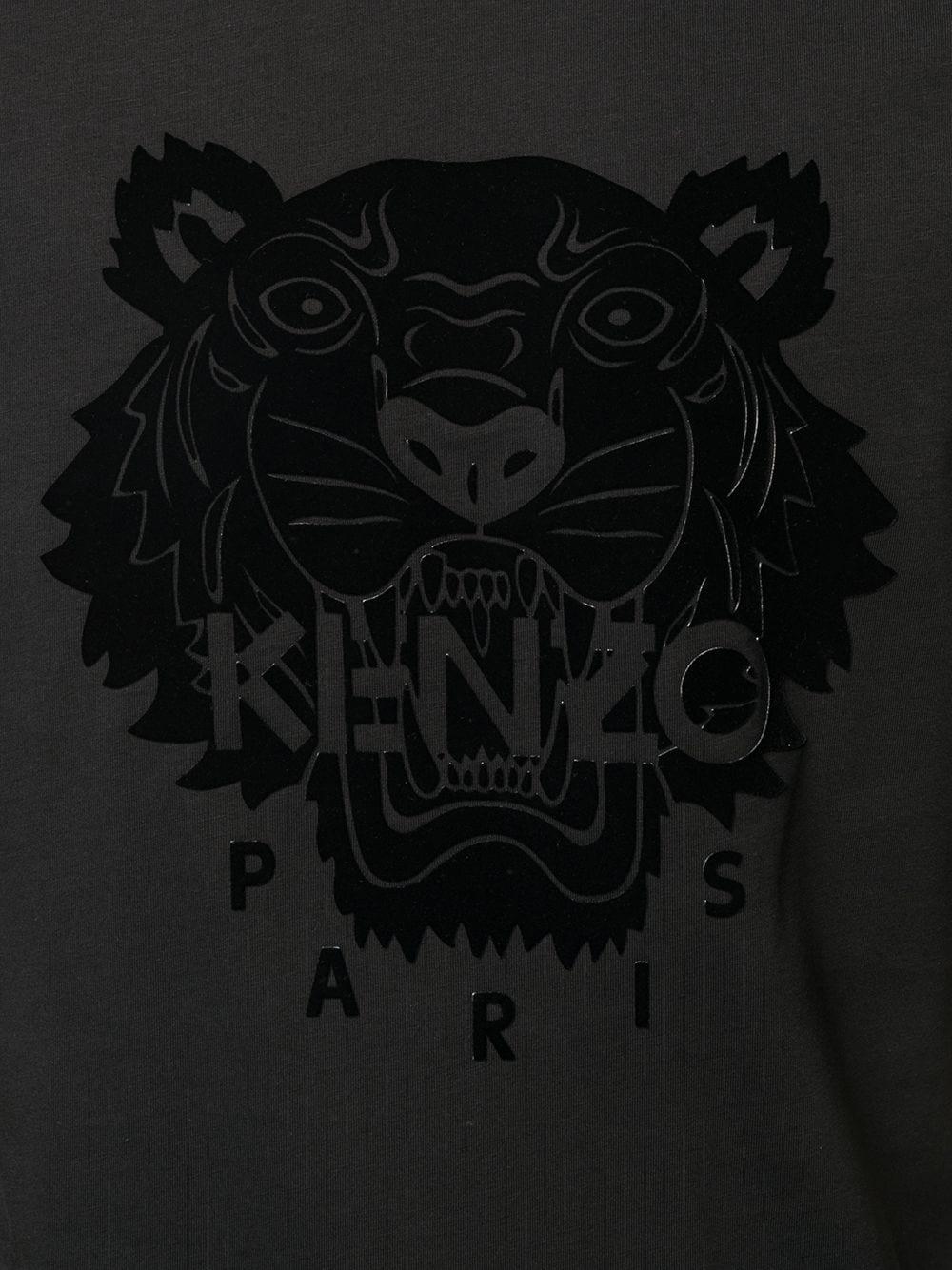 Kenzo Cotton Black Flock Tiger Head Printed T Shirt For Men Lyst
