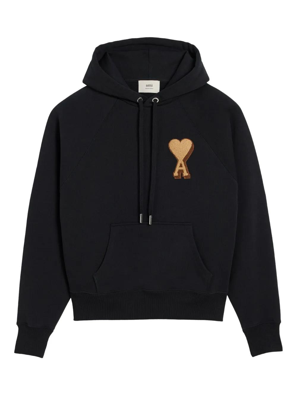 24AW new/AMI PARIS ロゴジップアップフーディー Hoodie Black AMI PARIS Embroidered Logo Hoodie Black Men's Hooded